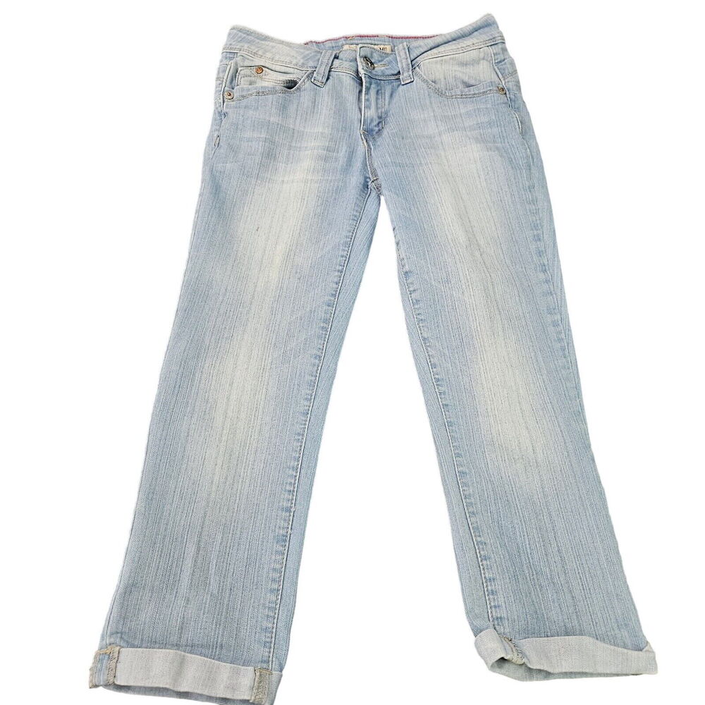 YMI Womens Crop Jeans Blue Size 5 Cotton Blend Button Zip Close Pockets Stretch